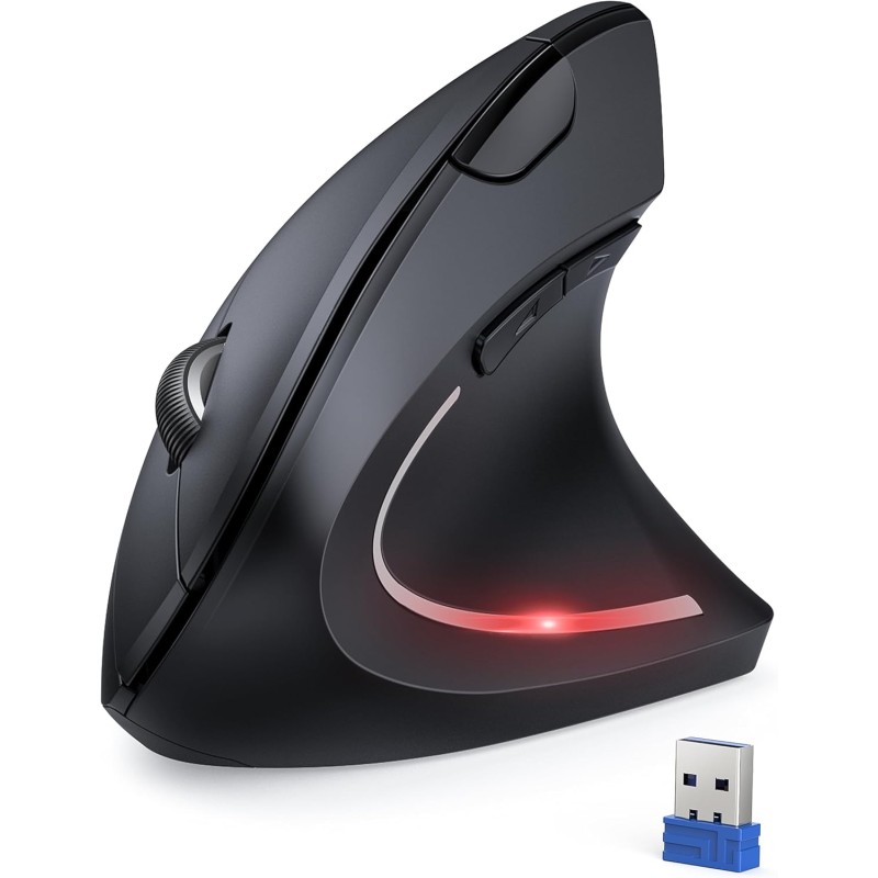 TECKNET Souris Ergonomique sans Fil 2.4G, Silencieuse Verticale Souris avec 4800 DPI Réglable, 6 Boutons, LED, Prévention Syndro