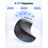 TECKNET Souris Ergonomique sans Fil 2.4G, Silencieuse Verticale Souris avec 4800 DPI Réglable, 6 Boutons, LED, Prévention Syndro