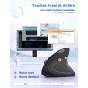 TECKNET Souris Ergonomique sans Fil 2.4G, Silencieuse Verticale Souris avec 4800 DPI Réglable, 6 Boutons, LED, Prévention Syndro