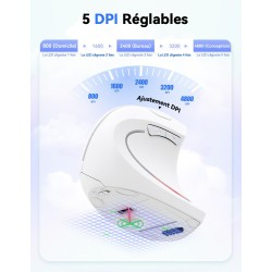 TECKNET Souris Verticale, 4800 DPI Souris sans Fil Ergonomique, Protège Le Bras, Souris sans Fil 6 Boutons pour PC, Ordinateur P
