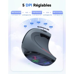 TECKNET Souris Verticale, 4800 DPI Souris sans Fil Ergonomique, Protège Le Bras, Souris sans Fil 6 Boutons pour PC, Ordinateur P