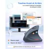 TECKNET Souris Verticale, 4800 DPI Souris sans Fil Ergonomique, Protège Le Bras, Souris sans Fil 6 Boutons pour PC, Ordinateur P