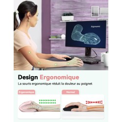 TECKNET Souris Verticale, 4800 DPI Souris sans Fil Ergonomique, Protège Le Bras, Souris sans Fil 6 Boutons pour PC, Ordinateur P