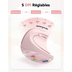 TECKNET Souris Verticale, 4800 DPI Souris sans Fil Ergonomique, Protège Le Bras, Souris sans Fil 6 Boutons pour PC, Ordinateur P