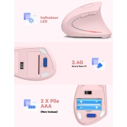 TECKNET Souris Verticale, 4800 DPI Souris sans Fil Ergonomique, Protège Le Bras, Souris sans Fil 6 Boutons pour PC, Ordinateur P