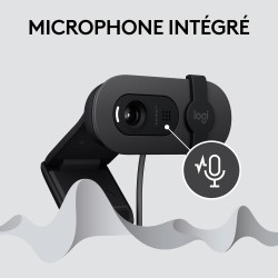 Logitech Brio 100 Webcam Full HD pour réunions/Streaming, équilibre Auto de l'éclairage, Micro intégré, volet de confidentialité