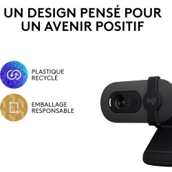 Logitech Brio 100 Webcam Full HD pour réunions/Streaming, équilibre Auto de l'éclairage, Micro intégré, volet de confidentialité