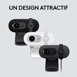 Logitech Brio 100 Webcam Full HD pour réunions/Streaming, équilibre Auto de l'éclairage, Micro intégré, volet de confidentialité