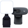 Logitech hd webcam c270 + litra glow premium streaming light with truesoft - gris