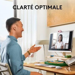 Logitech Brio 100 Webcam Full HD pour réunions/Streaming, équilibre Auto de l'éclairage, Micro intégré, volet de confidentialité