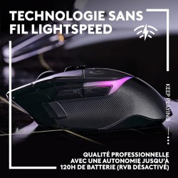 Logitech G G502 X PLUS LIGHTSPEED Souris Gaming RVB Sans Fil - Souris optique boutons hybrides LIGHTFORCE, LIGHTSYNC RVB, Capteu