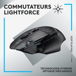 Logitech G502 X LIGHTSPEED Souris Gaming Sans Fil - Souris optique avec boutons optiques-mécaniques hybrides LIGHTFORCE, Capteur