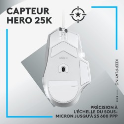 Logitech G502 X Souris Gaming Filaire - LIGHTFORCE boutons primaires hybrides optique-mécanique, capteur gaming HERO 25K, compat