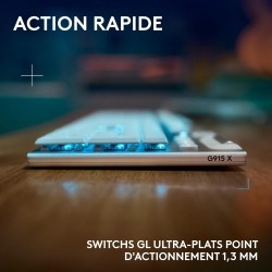 Logitech G G915 X LIGHTSPEED TKL Clavier gaming sans fil ultra-plat, touches PBT double couche, touches entièrement programmable