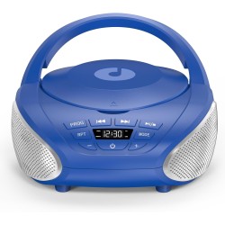 Gueray Lecteur CD Portable Boombox Radio CD Compact avec Haut-Parleurs Stéréo Radio FM Entrée AUX 3,5 mm Jack Casque et Écran LC