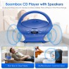 Gueray Lecteur CD Portable Boombox Radio CD Compact avec Haut-Parleurs Stéréo Radio FM Entrée AUX 3,5 mm Jack Casque et Écran LC