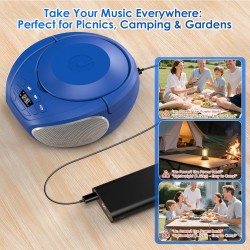 Gueray Lecteur CD Portable Boombox Radio CD Compact avec Haut-Parleurs Stéréo Radio FM Entrée AUX 3,5 mm Jack Casque et Écran LC