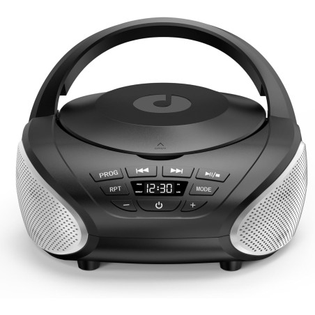 Gueray Lecteur CD Portable Boombox Radio CD Compact avec Haut-Parleurs Stéréo Radio FM Entrée AUX 3,5 mm Jack Casque et Écran LC