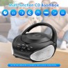 Gueray Lecteur CD Portable Boombox Radio CD Compact avec Haut-Parleurs Stéréo Radio FM Entrée AUX 3,5 mm Jack Casque et Écran LC