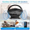 Gueray Lecteur CD Portable Boombox Radio CD Compact avec Haut-Parleurs Stéréo Radio FM Entrée AUX 3,5 mm Jack Casque et Écran LC