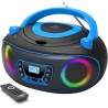 Lecteur cd stéréo portable boombox avec radio fm, bleutooth, lecture de cd-r/cd-rw/mp3/wma, port usb, entrée aux, prise casque