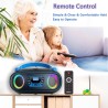 Lecteur cd stéréo portable boombox avec radio fm, bleutooth, lecture de cd-r/cd-rw/mp3/wma, port usb, entrée aux, prise casque