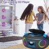 Lecteur cd stéréo portable boombox avec radio fm, bleutooth, lecture de cd-r/cd-rw/mp3/wma, port usb, entrée aux, prise casque