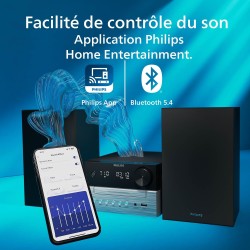 Philips tam3205m2 hifi microchaîne, bleutooth, lecteur cd, usb, radio fm auracast, 85% matières recyclées après consommation