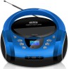Boombox Portable - CD/CD-R - USB - Radio FM - Entrée AUX-IN - Prise Casque - Radio Enfants - Chaîne Stéréo - Système Compact (Bl