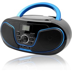 Lecteur cd avec bleutooth, lp-d02 radio fm portable stéréo avec son cristallin, lecture mp3, entrée usb et aux, prise casque, ec
