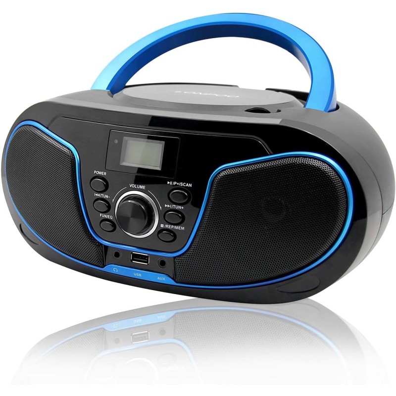 Lecteur cd avec bleutooth, lp-d02 radio fm portable stéréo avec son cristallin, lecture mp3, entrée usb et aux, prise casque, ec