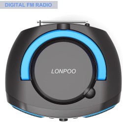 Lecteur cd avec bleutooth, lp-d02 radio fm portable stéréo avec son cristallin, lecture mp3, entrée usb et aux, prise casque, ec