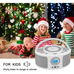 Poste cd enfant, wiscent radio fm lecteur cd portable boombox (avec bleutooth,radio fm,usb,aux,prise casque) lecteur cd enfant
