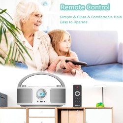 Poste cd enfant, wiscent radio fm lecteur cd portable boombox (avec bleutooth,radio fm,usb,aux,prise casque) lecteur cd enfant