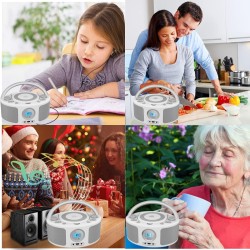 Poste cd enfant, wiscent radio fm lecteur cd portable boombox (avec bleutooth,radio fm,usb,aux,prise casque) lecteur cd enfant