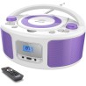 Poste cd enfant, wiscent radio fm lecteur cd portable boombox (avec bleutooth,radio fm,usb,aux,prise casque) lecteur cd enfant