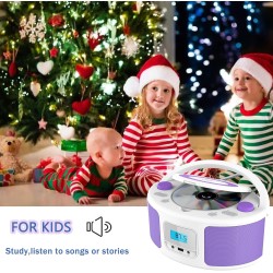 Poste cd enfant, wiscent radio fm lecteur cd portable boombox (avec bleutooth,radio fm,usb,aux,prise casque) lecteur cd enfant