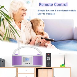 Poste cd enfant, wiscent radio fm lecteur cd portable boombox (avec bleutooth,radio fm,usb,aux,prise casque) lecteur cd enfant