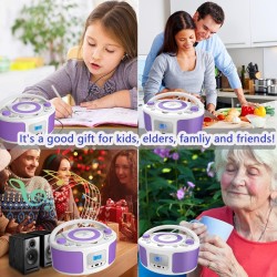 Poste cd enfant, wiscent radio fm lecteur cd portable boombox (avec bleutooth,radio fm,usb,aux,prise casque) lecteur cd enfant