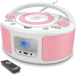 Poste cd enfant, wiscent radio fm lecteur cd portable boombox (avec bleutooth,radio fm,usb,aux,prise casque) lecteur cd enfant