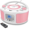 Poste cd enfant, wiscent radio fm lecteur cd portable boombox (avec bleutooth,radio fm,usb,aux,prise casque) lecteur cd enfant