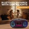 Denver lecteur de cd portable tcl-212btpink. boombox. radio fm. bleutooth. haut-parleurs volume 4w. entrée aux. lecture mp3 via 