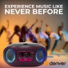 Denver lecteur de cd portable tcl-212btpink. boombox. radio fm. bleutooth. haut-parleurs volume 4w. entrée aux. lecture mp3 via 