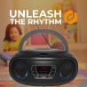 Denver tcl-212btgrey lecteur de cd portable boombox. radio fm. bleutooth. haut-parleurs volume 4w. entrée aux. lecture mp3 via u