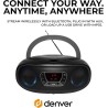 Denver tcl-212btgrey lecteur de cd portable boombox. radio fm. bleutooth. haut-parleurs volume 4w. entrée aux. lecture mp3 via u