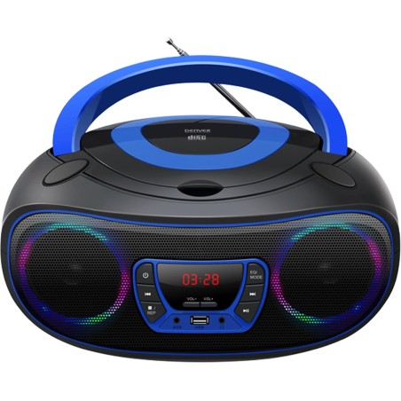 Radio-cd mp3 denver electronics bleutooth led lcd bleu noir/bleu