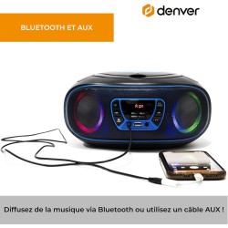 Radio-cd mp3 denver electronics bleutooth led lcd bleu noir/bleu
