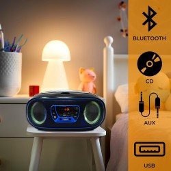 Radio-cd mp3 denver electronics bleutooth led lcd bleu noir/bleu