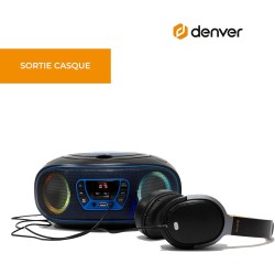 Radio-cd mp3 denver electronics bleutooth led lcd bleu noir/bleu