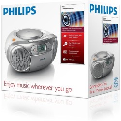 Philips Boombox AZ127/12 Reproductor de CD Casete Radio FM y Entrada de Audio Portátil